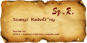 Szanyi Radvány névjegykártya