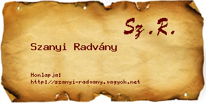 Szanyi Radvány névjegykártya