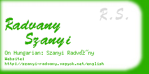 radvany szanyi business card